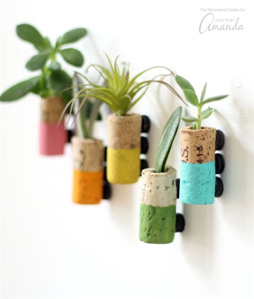 Craft Ideas For Adults - Wine Cork Succulent Magnets