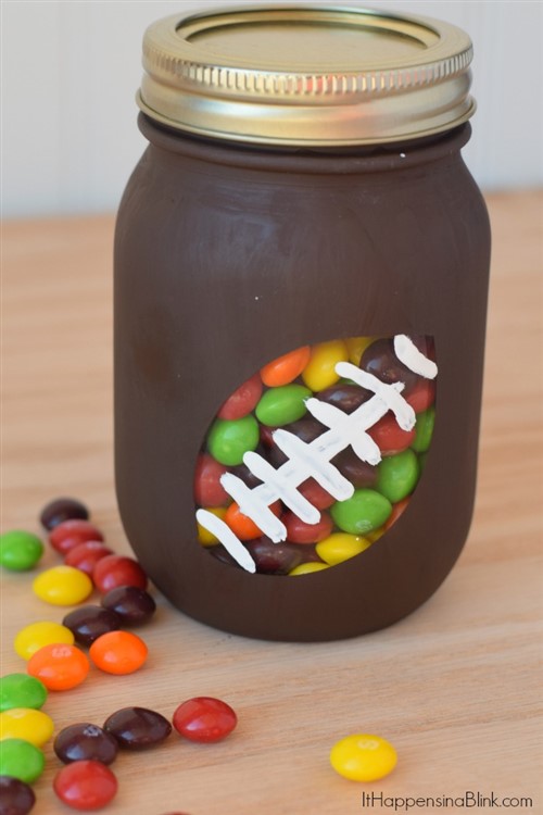 Gift Ideas For Grandparents - Football Mason Jar