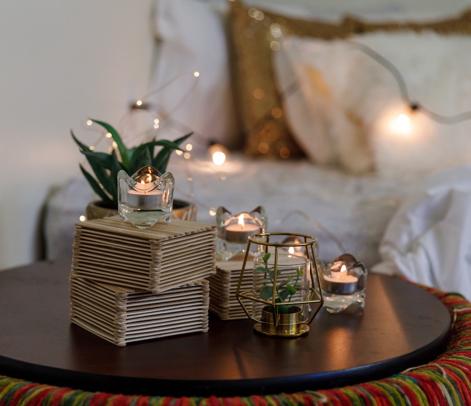 candles on table