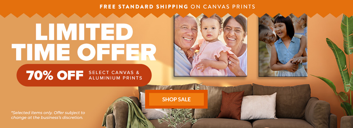 70% off select single and metal canvas prints