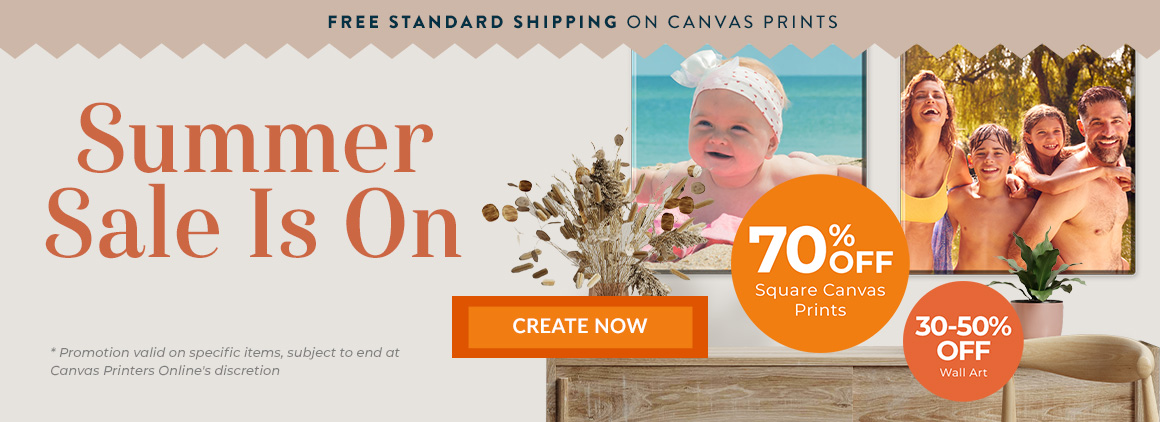 70% off canvas photo prints and up to 30% off wall art